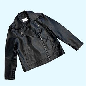 Universal Thread Black Faux Leather Moto Jacket Size M Like New